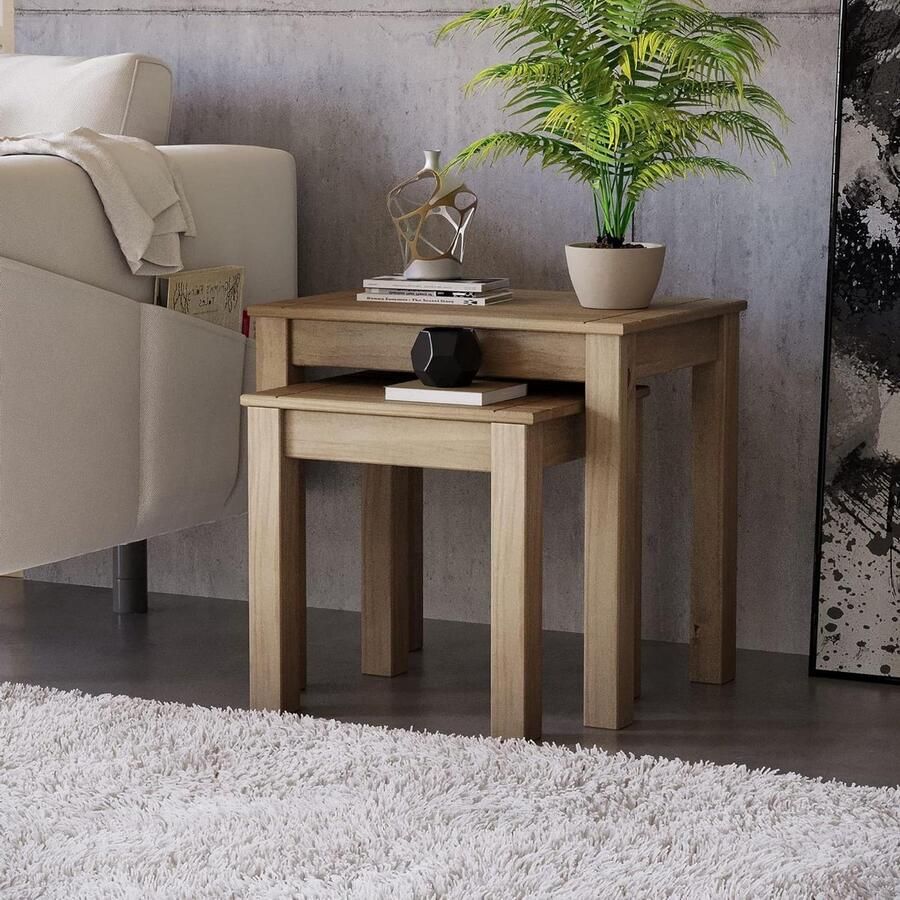 Panama Bijzettafels 2 stuks gewaxt grenenhout Home Discount