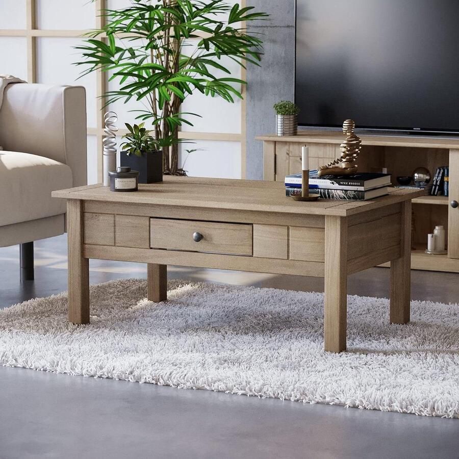 Panama massief grenen salontafel rustiek & stijlvol 1 stuk natuurlijk hout