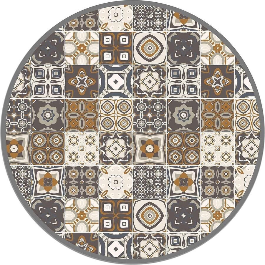 Panorama Oranje Vinyl Tapijt 100x100cm Hydraulische Tegel Antislip en Schimmeldodend Grote PVC Vloerkleden vloerkleed