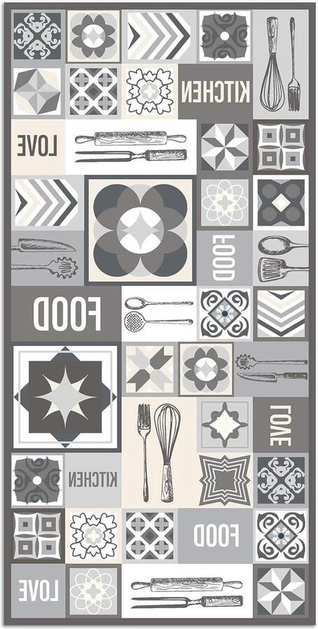 Panorama Woorden Tegels Grijs 80x150 cm Vinyl Tapijt Antislip Schimmeldodend Vlamvertragend Grote Tapijten PVC Vloerkleden vloerkleed