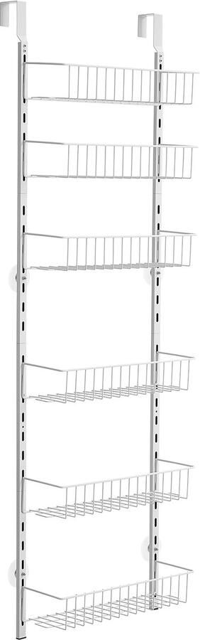Pantry organiser met 6 hangende planken van staal verstelbare wandplanken voor keuken badkamer en huishouden wit