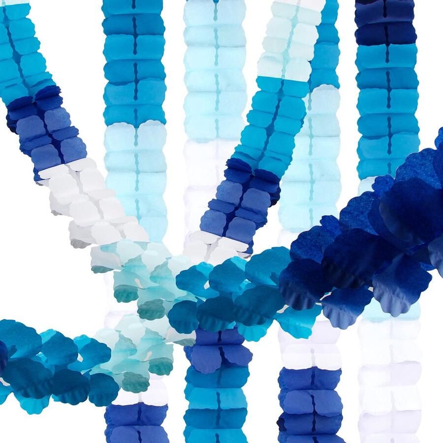 Paper Garlands Pack of 6 3 Metres Light Blue Clover Leaf Colourful Garland for Party Decoration Birthday Christening Baby Shower Boy Birth Carnival Wedding