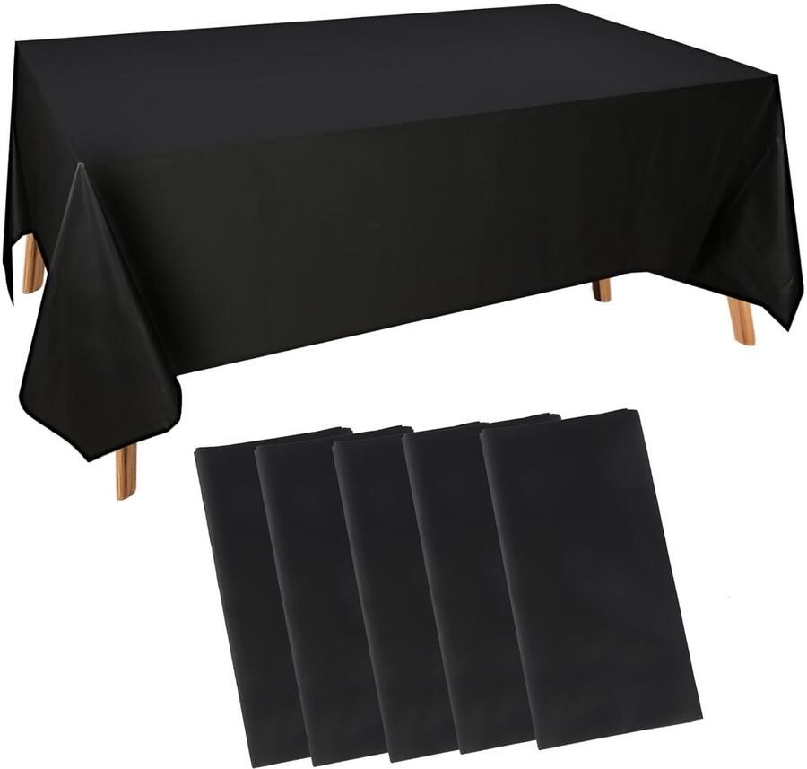Papieren Tafelkleden Waterdicht en Vlekvrij Set van 5 Zwart PEVA