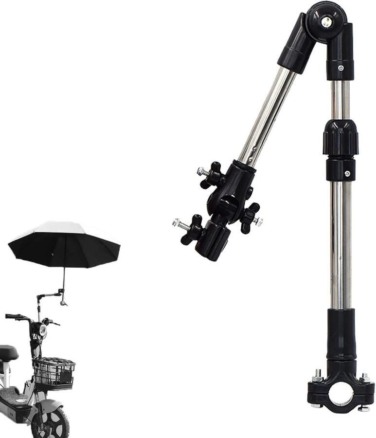 Paraplu Houder voor Rollators 53-57 cm Paraplu Houder Parasol Connector Rollatoraccessoire Uitschuifbare Knikbare voor Rolstoel Scootmobiel Scooter Kinderwagen Zwart