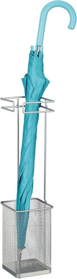 Paraplubak 52 5 x 13 5 x 13 5 cm metaal paraplustandaard vierkante paraplumand modern design zilver