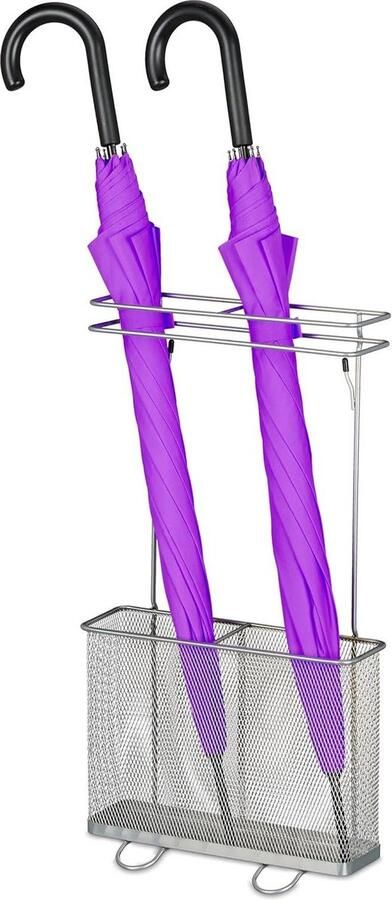 Paraplubak metaal modern design HxBxD: 54 x 305 x 15 cm zilverkleurig rechthoekige paraplustandaard