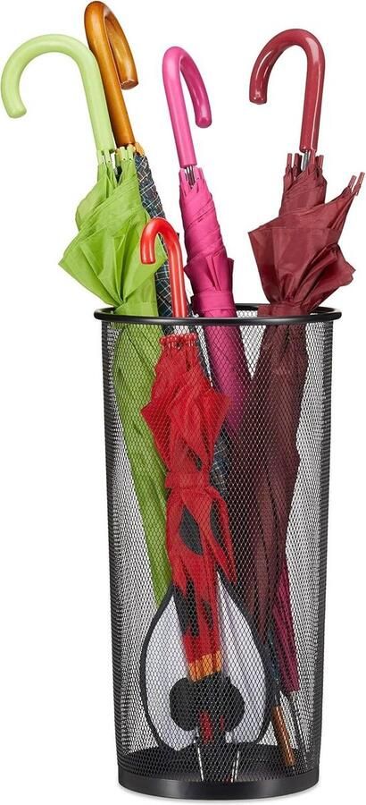Paraplubak geperforeerd mesh zwart Ø 26 cm 50 cm hoog voor paraplu's umbrella holder