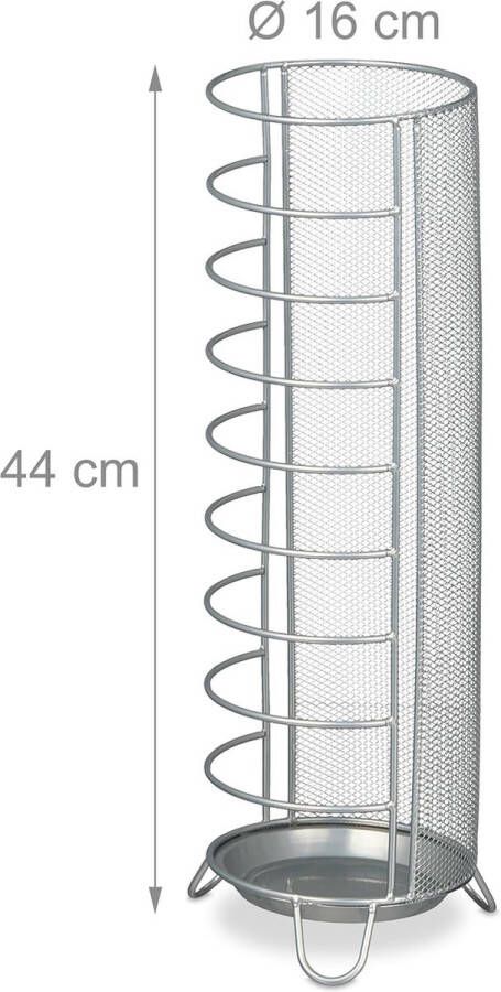 Paraplubak HxØ: 44 x 16 cm metaal ronde paraplustandaard modern design paraplumand hal gang zilver
