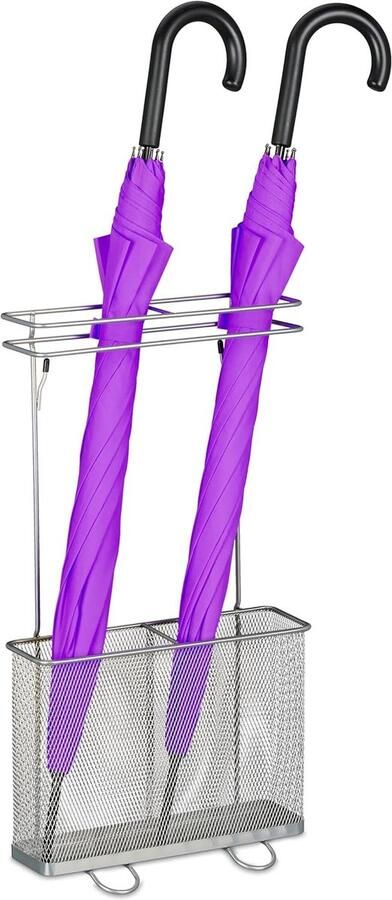 Paraplubak HxBxD: 54 x 30 5 x 15 cm metaal rechthoekige paraplustandaard modern parapluhouder zilver