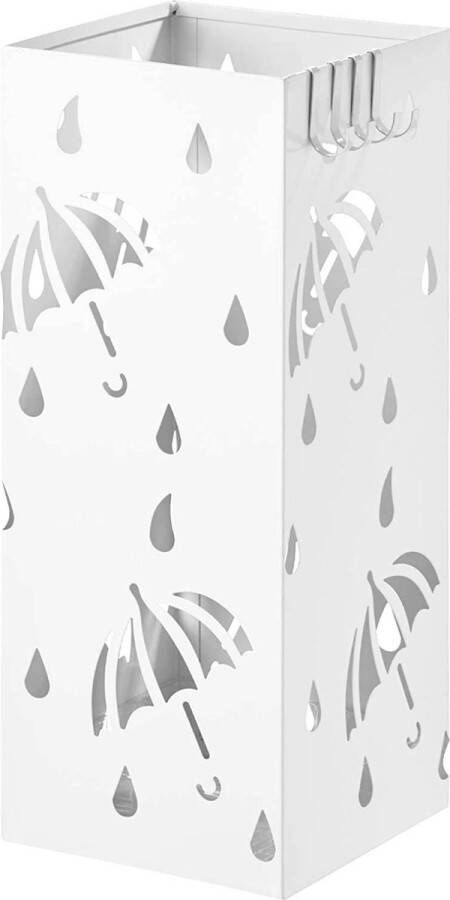 Dripio Paraplubak Jozefa van metaal Ronde paraplubak Verwijderbare wateropvangbak Met haak Wit Metaal 49 x 20 x 20 cm