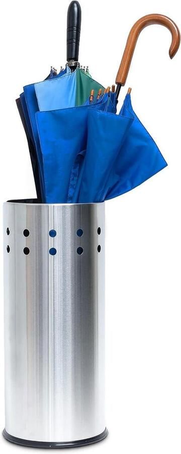 Paraplubak met lekbak voor wandelstokken rvs H x Ø: 495 x 225 cm zilver