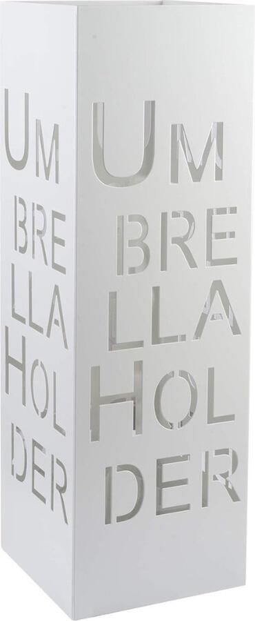 Paraplubak met modern design van metaal met paraplu-snijwerk witte paraplubak met haken en afneembare opvangbak voor huis- en kantoordecoratie 15 5x15x49 cm