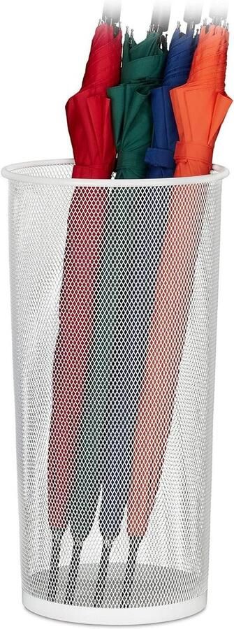 Paraplubak metaal gaas rond wit HxD 495 x 26 cm parapluhouder voor paraplu's & wandelstokken