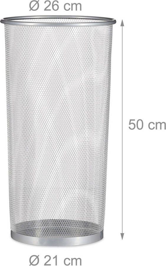 Paraplubak metaal geperforeerd mesh Ø 26 cm 50 cm hoog bak voor paraplu s parapluhouder zilver