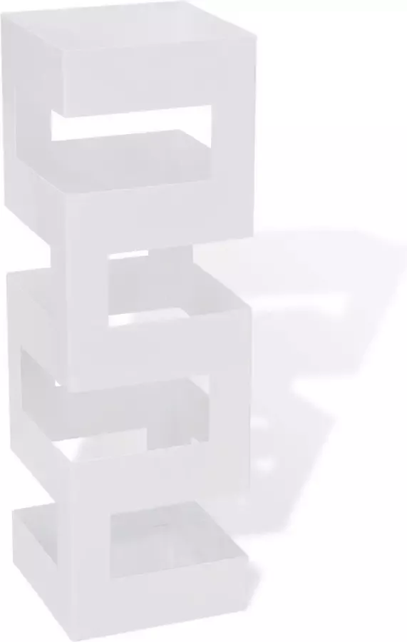 Paraplubak metaal met lekbak houder voor paraplus en wandelstokken 48 5cm hoog kleur wit