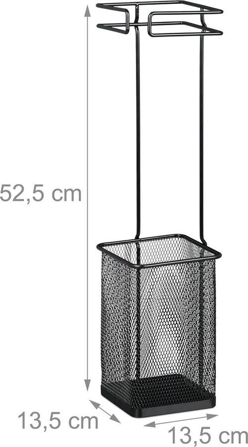 Paraplubak metaal vierkant zwart 525x135x135 cm modern design opbergen paraplu's umbrella holder