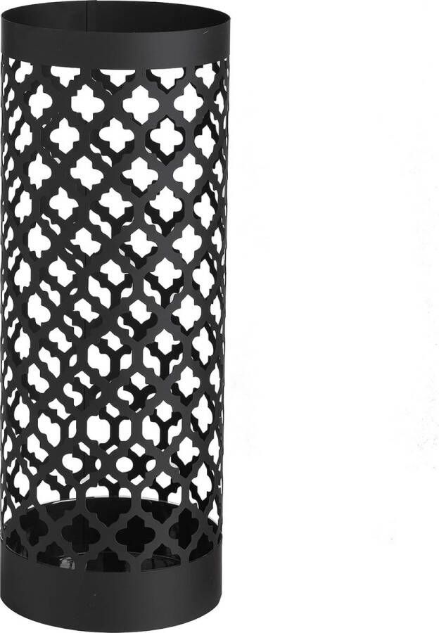 Paraplubak Moderne design parapluhouder van metaal klassiek zwart en afneembaar met 2 haken en houder 19 x 19 x 49 cm (zwart)