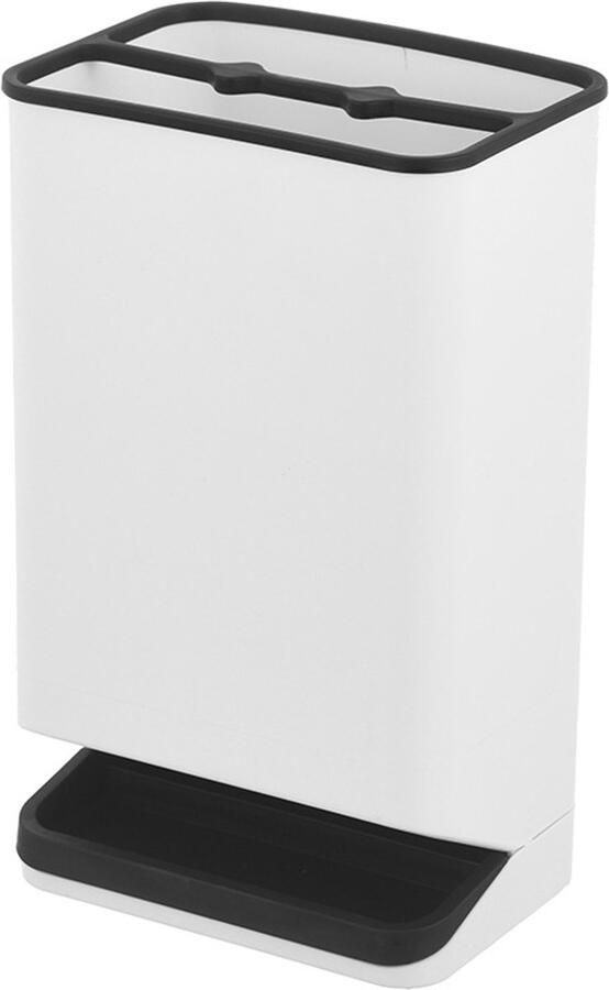 Paraplubak parapluhouder 18 x 12.8 x 29.5 cm paraplustandaard wit zwart kunststof met lekbak