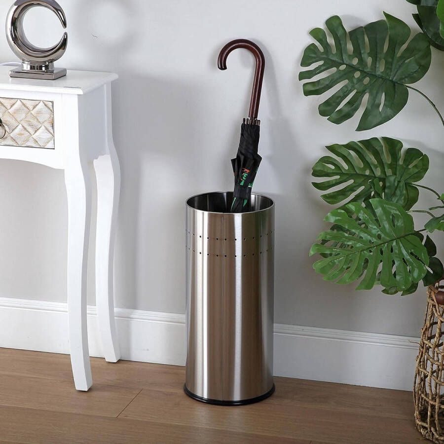 Lonati Paraplubak voor Inkomhal Slaapkamer of Zaal Moderne parapluhouder Afmetingen (H x B x H) 50 x 23 5 x 23 5 cm Staal Kleur Zilver