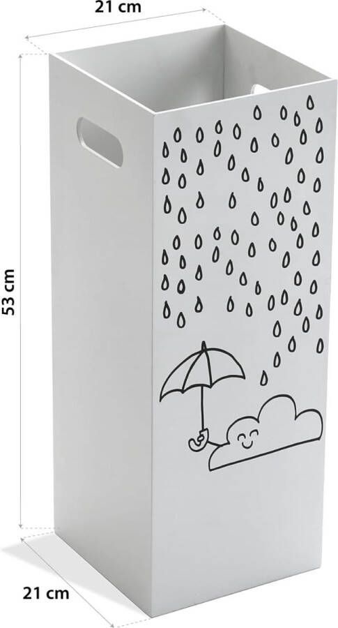 Paraplubak voor Inkomhal Slaapkamer of Zaal Moderne parapluhouder Afmetingen (H x B x H) 53 x 21 x 21 cm MDF Hout Kleur Wit en grijs