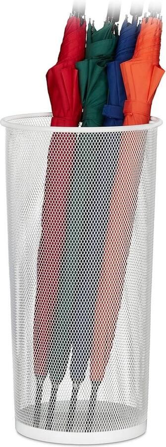 Paraplubak voor paraplu s en wandelstokken metaal gaas parapluhouder wit Relaxdays HxD: 495 x 26 cm umbrella holder