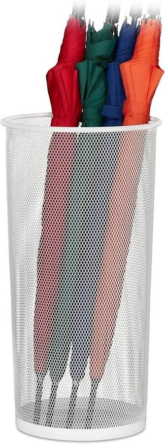 Paraplubak voor paraplu's & wandelstokken rond metaal gaas HxD: 495 x 26 cm (wit)