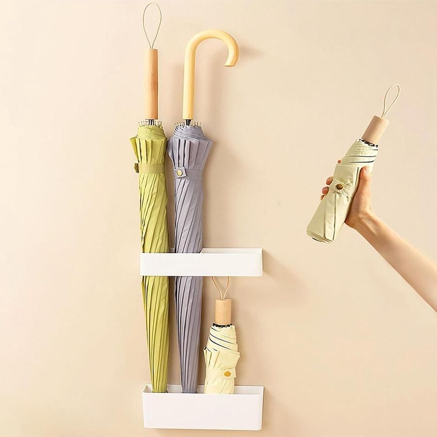 Paraplubak Wandmontage Paraplu Houder Umbrella Stand Punch Gratis Verstelbare Wandgemonteerde Paraplu Opbergrek Paraplustandaard Paraplu Standhouder voor Thuiskantoor Binnen