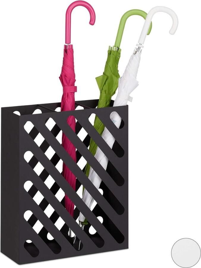 Paraplubak xl rechthoekige parapluhouder voor wandelstokken & paraplu staal 48x40x15 cm zwart