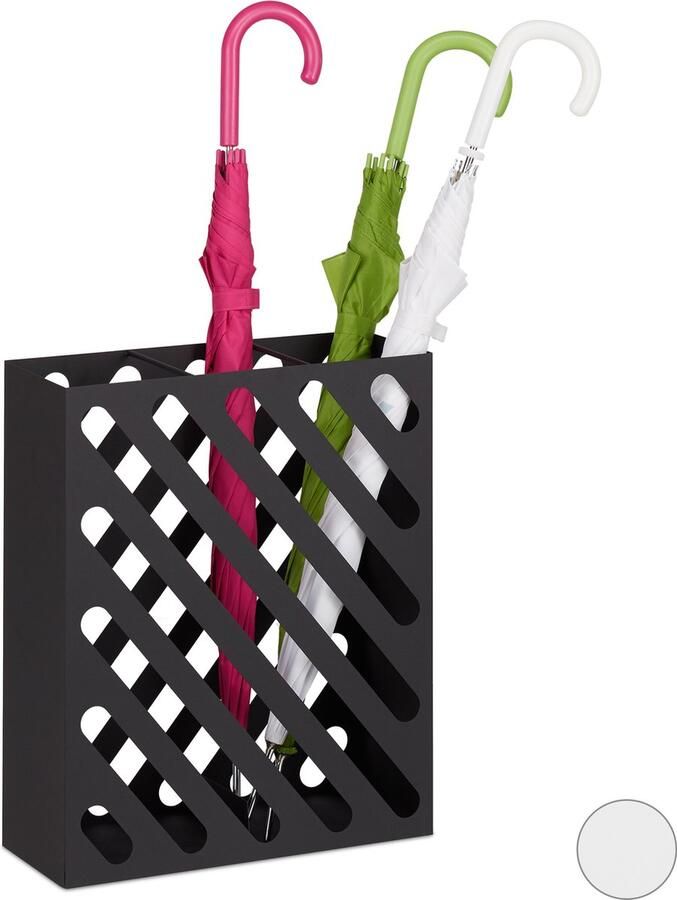 Relaxdays paraplubak rechthoekig parapluhouder wandelstokhouder staal modern zwart