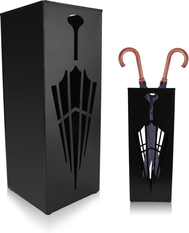 Paraplubakken Paraplustandaard metalen parapluhouder grote paraplustandaard paraplubak holle vorm vierkante vorm 41 -6 cm x 16 -9 cm x 16 -9 cm