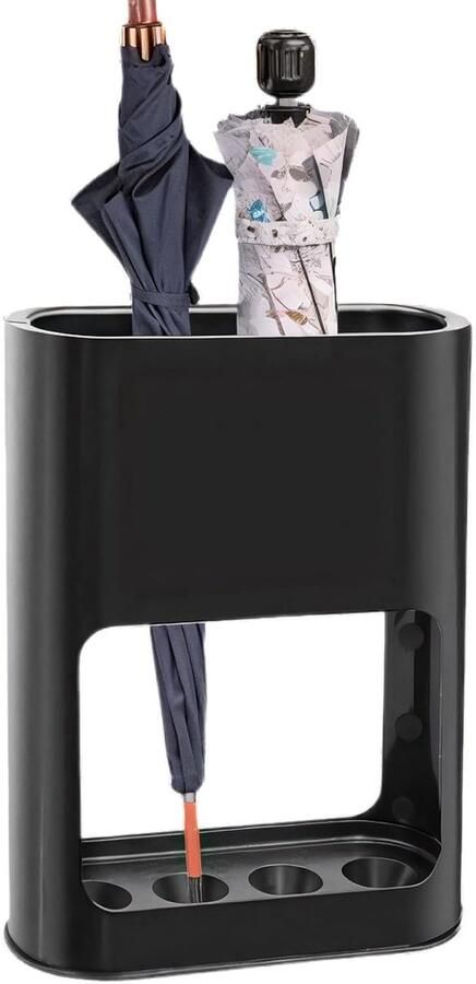 Paraplubakken Paraplustandaard waterdichte parapluhouder staande paraplustandaard van kunststof parapluhouder met verwijderbare lekbak kleine paraplustandaard 21 -8 x 9 x 28 cm (zwart)