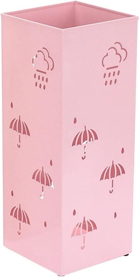 Paraplubakken Vierkante metalen paraplubak voor de entree opbergruimte voor in de hal of woonkamer geschikt voor 4-5 paraplu's (roze kleur)