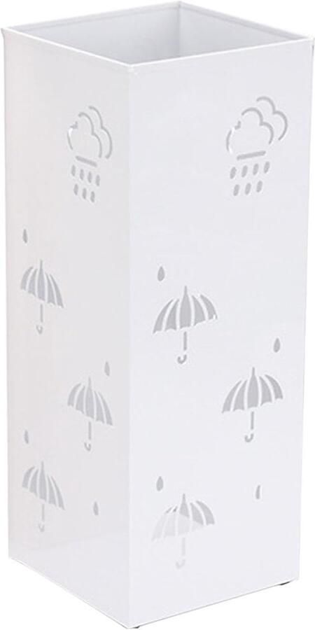 Paraplubakken Vierkante metalen paraplubak voor de entree opbergruimte voor in de hal woonkamer geschikt voor 4-5 paraplu's (wit)