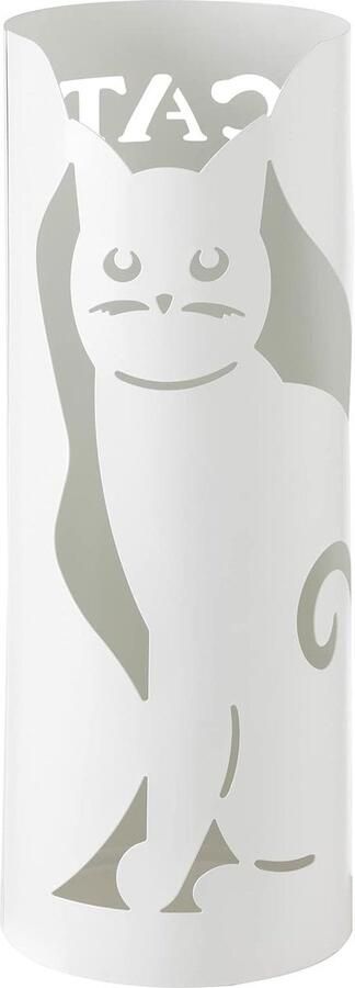 Parapluhouder met witte kat modern design 2 haken afneembare regenbescherming Ø 18 x 49 cm (wit) - Foto 2