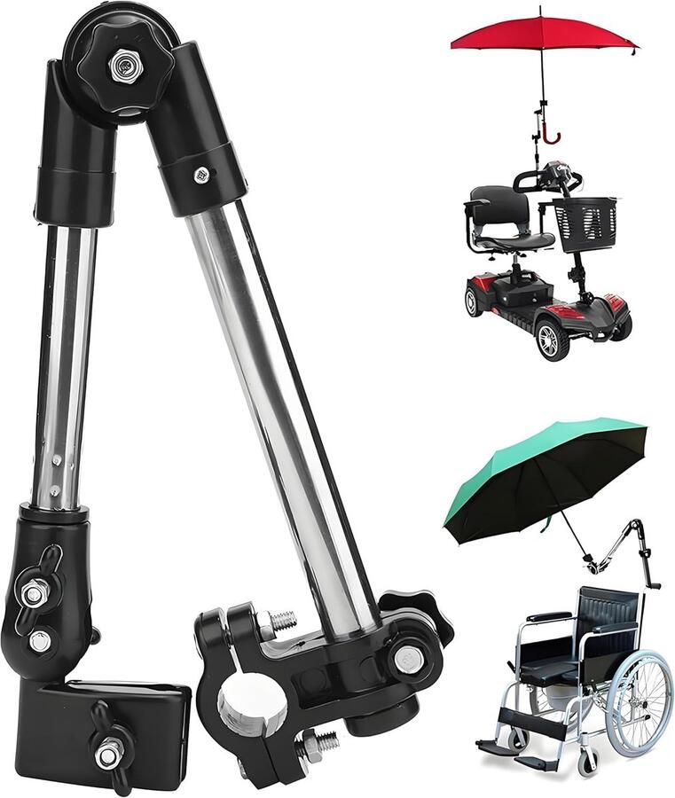 Parapluhouder Opvouwbare parapluhouder 180° 360° verstelbare telescopische parapluhouder Paraplu- parasailhouder Geschikt voor fietsen kinderwagens rolstoelen rollatoren kinderwagens stoelen
