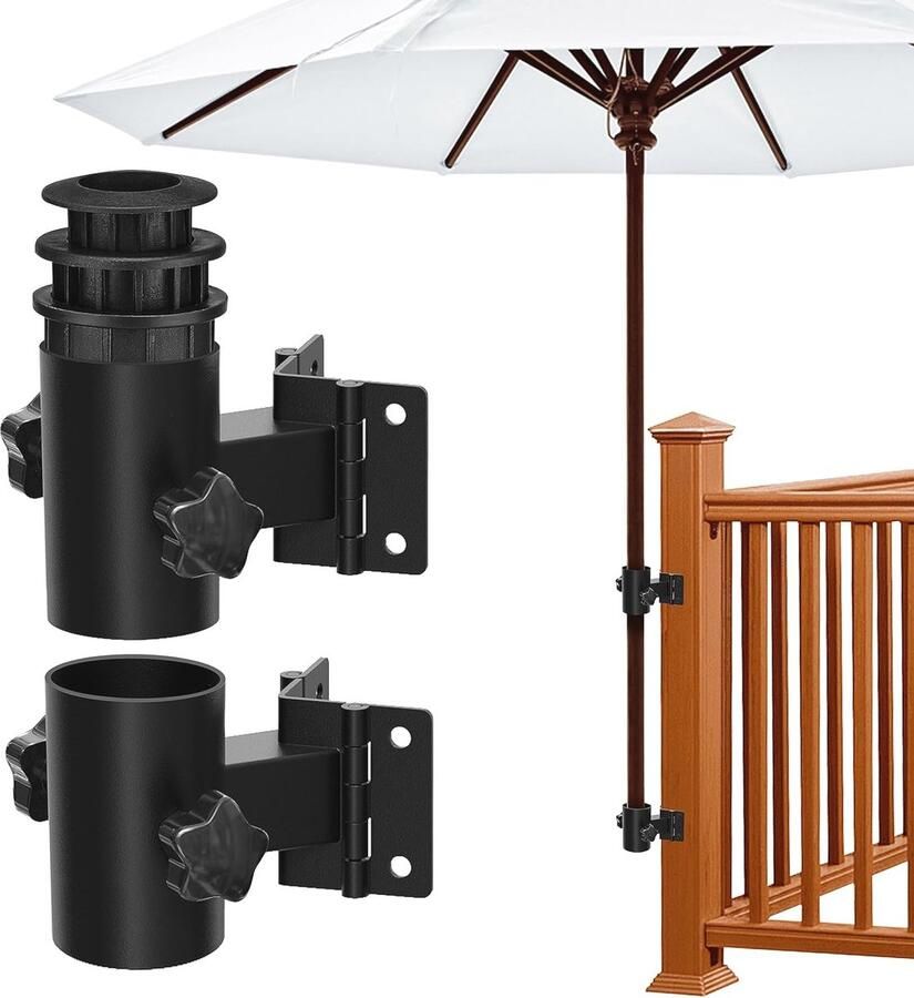 Parapluhouder voor Terras Roestvrijstaal Robuuste Buitenparaplubeugel met Meerdere Montageopties Zwart