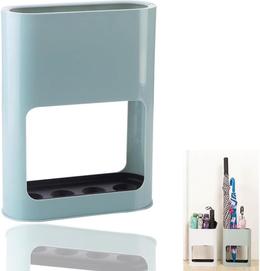 Paraplustandaard met afneembare lekbak hoogwaardige parapluhouder van kunststof voor lange en korte paraplu's blauw (28 x 21 8 x 9 cm)