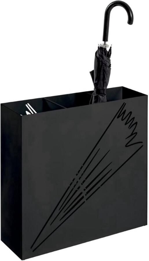 Paraplustandaard Paraplubak zwart metaal Afmetingen: B 50 cm x H 48 cm x D 16 cm Stijl: Modern