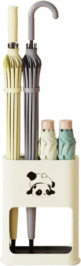 Paraplustandaard wit panda-motief paraplustandaard met afneembare lekbak kunststof parapluhouder voor lengte korte paraplu's thuis en binnen parapluhouder