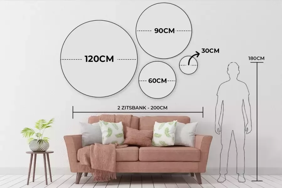 WallCircle Wandcirkel Muurcirkel Parasol Strand Zee Wolken Aluminium Dibond ⌀ 120 cm Binnen en Buiten XXL - Foto 3