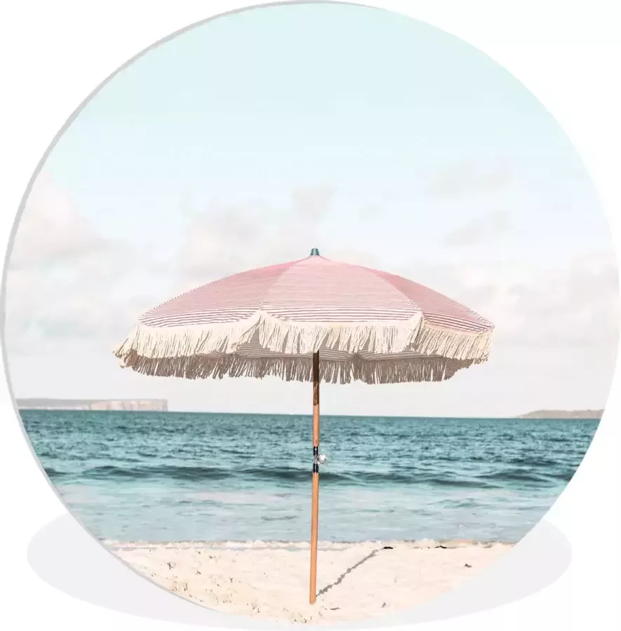 WallCircle Wandcirkel ⌀ 150 Parasol Strand Zee Wolken Ronde schilderijen woonkamer Wandbord rond Muurdecoratie cirkel Kamer decoratie binnen Wanddecoratie muurcirkel Woonaccessoires