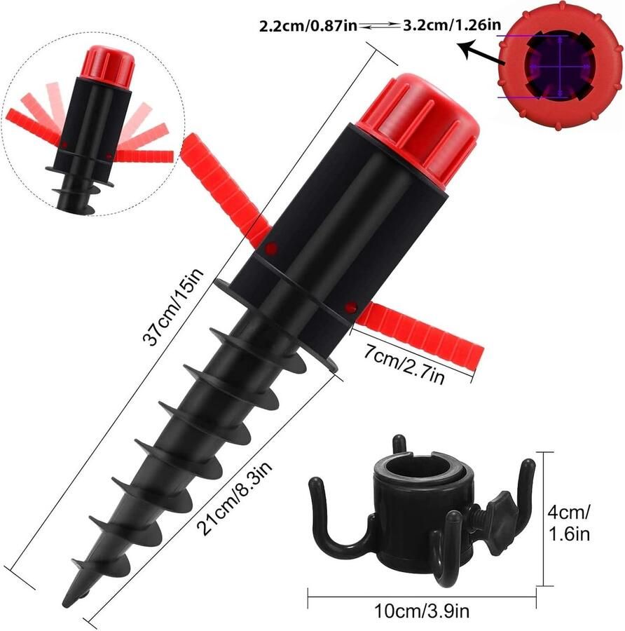 Parasolhouder voor Balkon-Parasolpen Verstelbare Parasolstandaard voor Balkonreling Parasol voor Balkon-1 stuk -Verwijderbare plastic vervangingsonderdelen-Voor staven van 22-32 mm - Foto 2