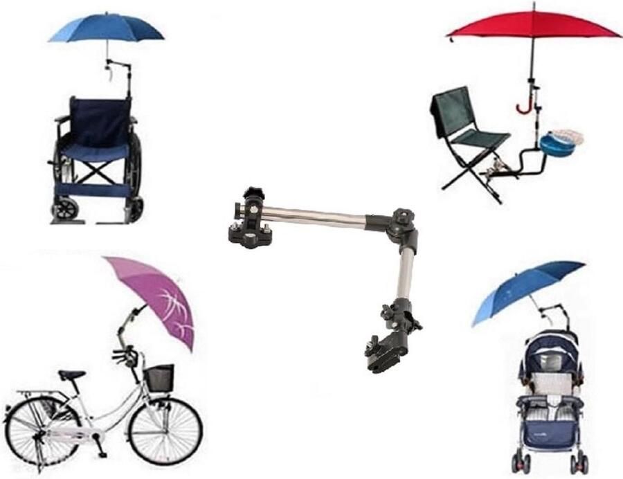 Parasolhouder voor fiets-rolstoel-wandelaar-vissen-golf trolley tot 25 cm diameter universeelgeschikt