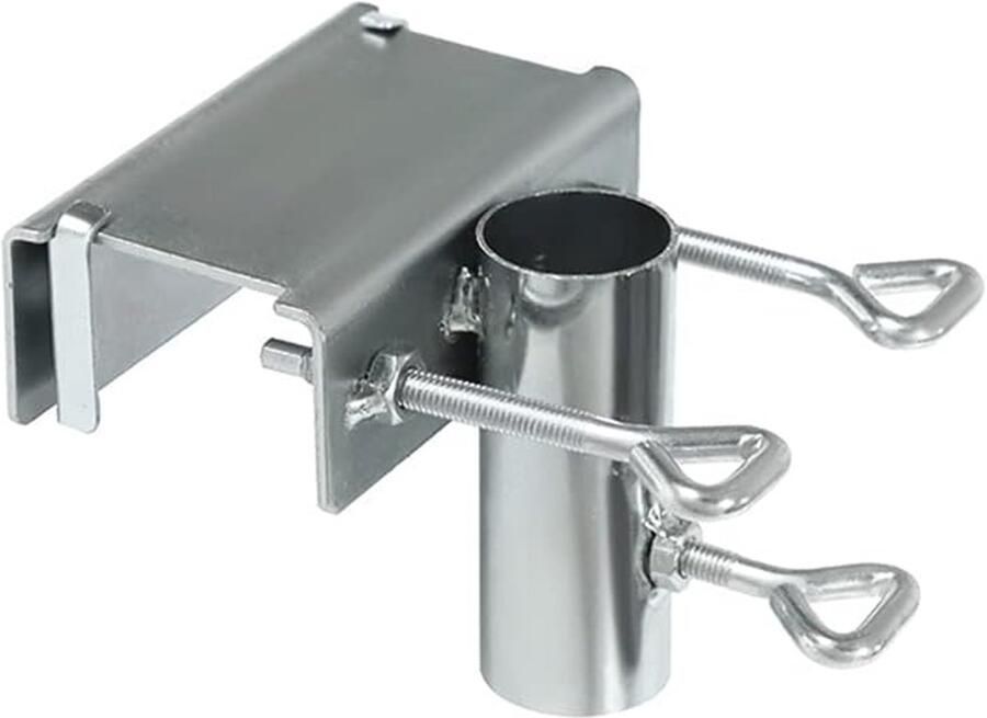 Parasolstandaard 1 stuk Stevige parasolklem Verstelbare beugelvoet en bevestigbare paalbevestiging Parasolstandaard voor terrasleuning Geschikt voor banken terrassen buiten en tuinen Zilver