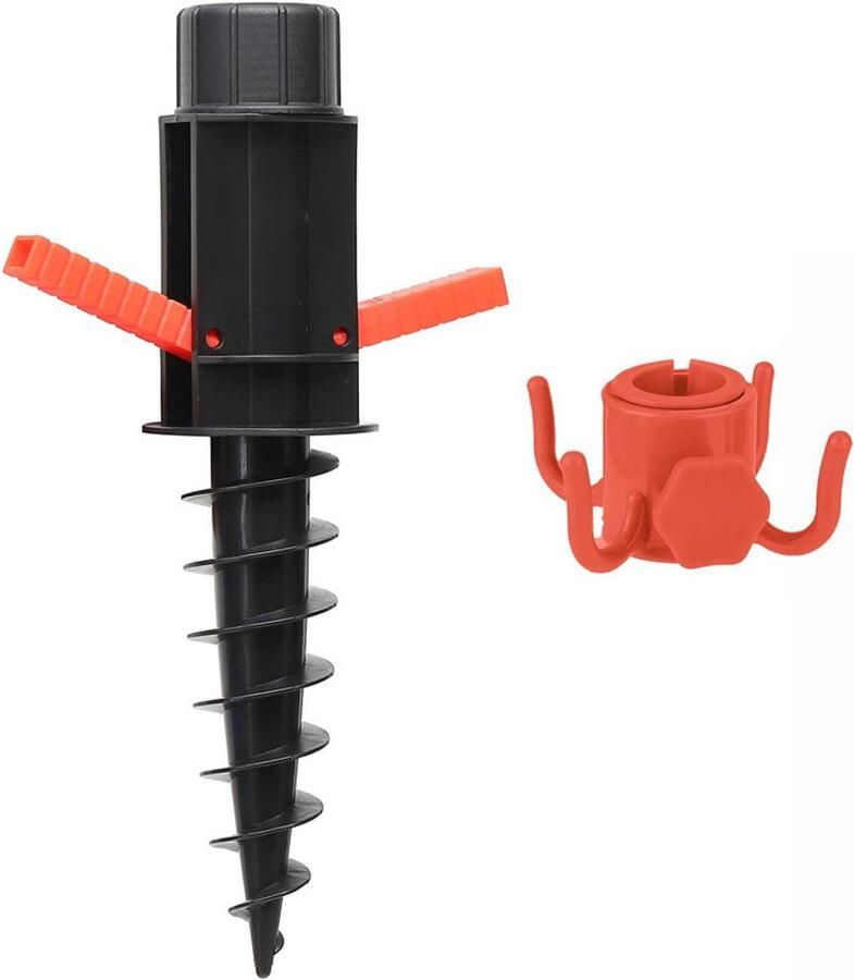 Parasolstandaard voor op het zand of de grond parasolvoet met schroef die in het zand geschroefd kan worden parasolvoet (zwart)