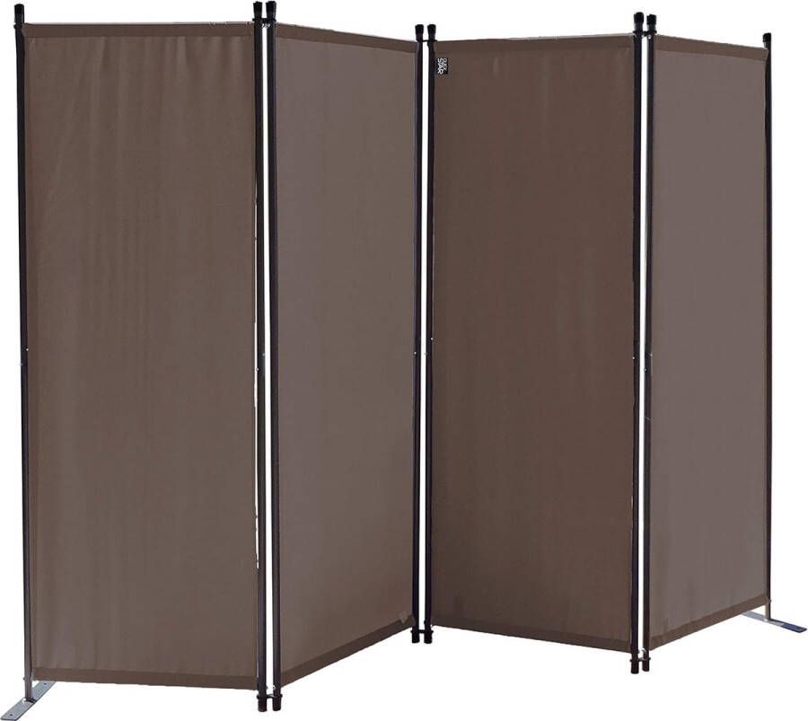 Paravent 4-delig 165 x 220 cm stof scheidingswand balkon inkijkbescherming opklapbare taupe