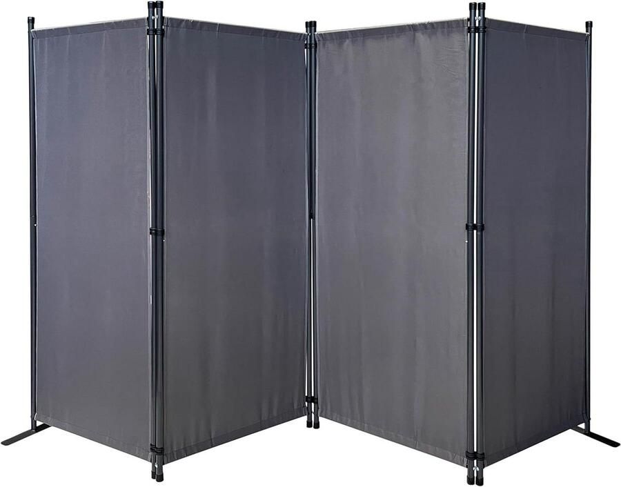 Paravent 4-delig Kamerscheiding 165 x 220 cm Grijs Stof