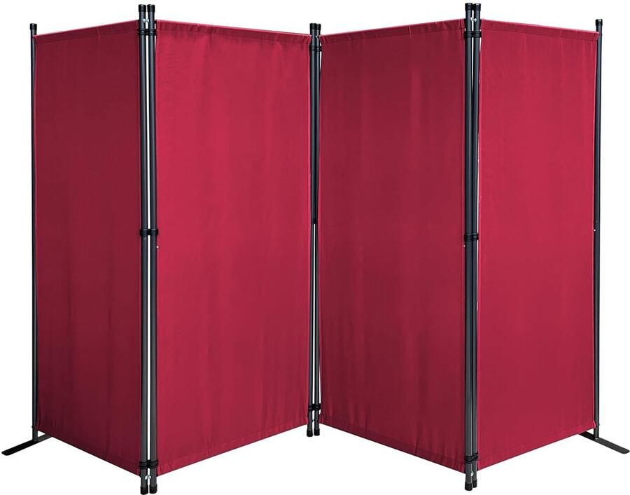 Paravent 4-delig robijnrood stof 170 x 220 cm
