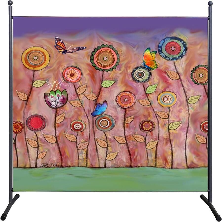 Paravent Retro Flowers 180x180 cm Inkijkbescherming voor Balkon en Tuin
