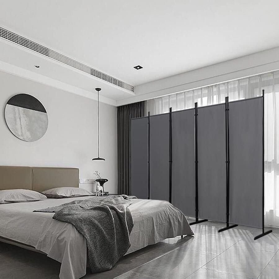 Paravent scheidingswand binnen balkon privacyscherm muur tuinscherm van stof 5 stuks voor kantoren 250 x 180 cm groot antraciet